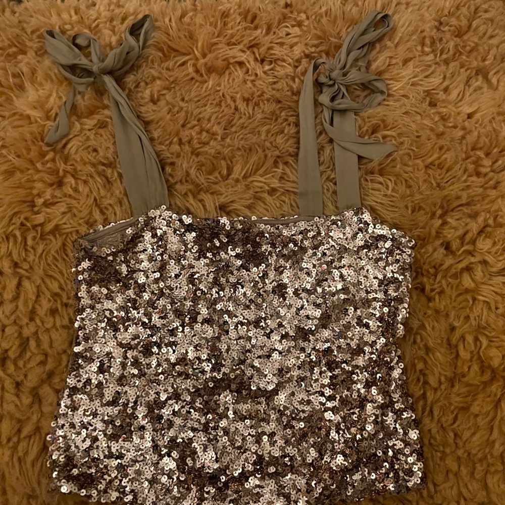 Free People sparkly bow-tie tank top